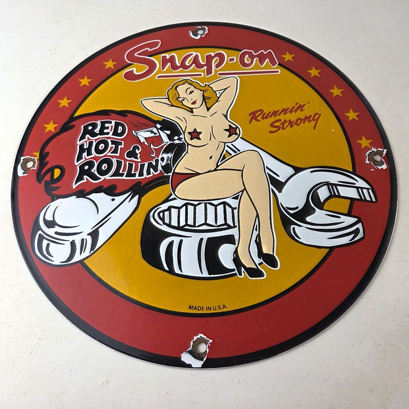 Vintage Snap-On Tools Porcelain Sign - Auto Wrench Gas Service Garage Shop Sign - Image 15