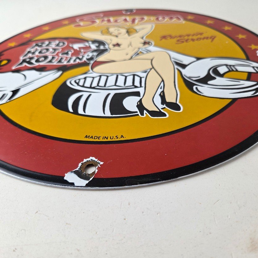 Vintage Snap-On Tools Porcelain Sign - Auto Wrench Gas Service Garage Shop Sign - Image 10