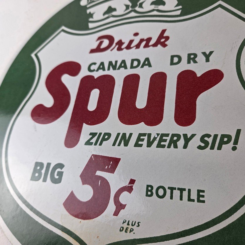 Vintage Spur Canada Dry Sign - Porcelain Drink Beverage Gas Oil Pump Plate Sign - Image 4