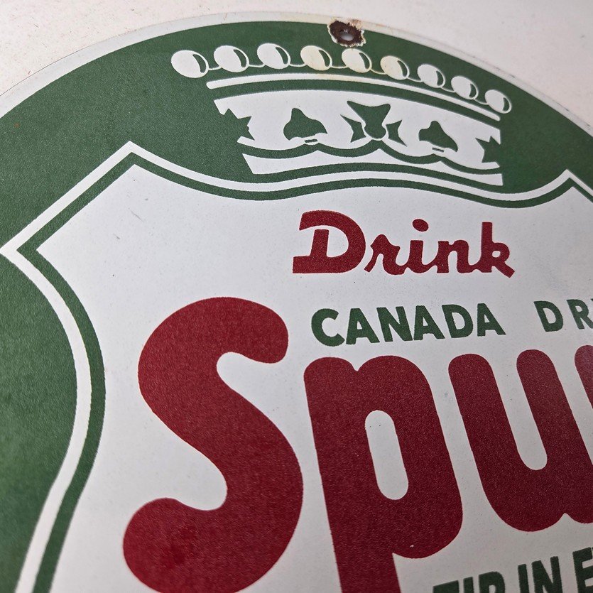 Vintage Spur Canada Dry Sign - Porcelain Drink Beverage Gas Oil Pump Plate Sign - Image 5