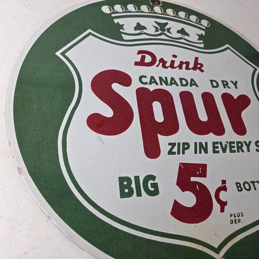 Vintage Spur Canada Dry Sign - Porcelain Drink Beverage Gas Oil Pump Plate Sign - Image 6