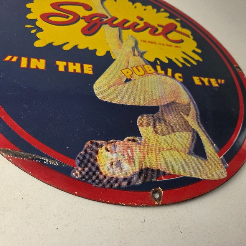 Vintage Squirt Porcelain Sign - Soda Beverage Drink Gas Station Ad Sign - Image 11