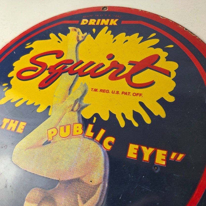 Vintage Squirt Porcelain Sign - Soda Beverage Drink Gas Station Ad Sign - Image 12