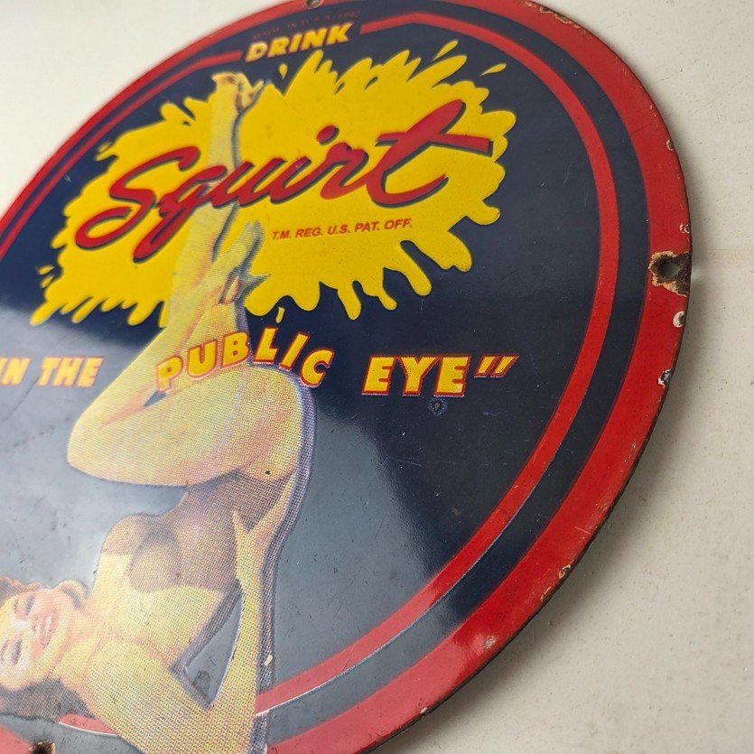 Vintage Squirt Porcelain Sign - Soda Beverage Drink Gas Station Ad Sign - Image 13