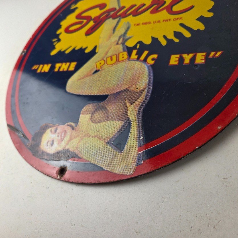 Vintage Squirt Porcelain Sign - Soda Beverage Drink Gas Station Ad Sign - Image 14