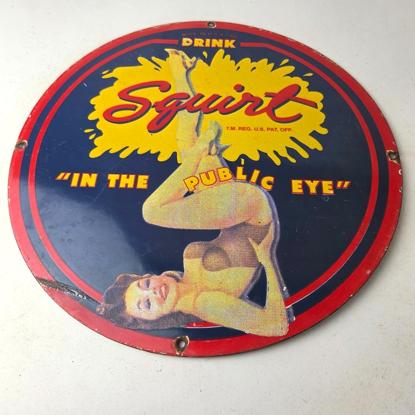 Vintage Squirt Porcelain Sign - Soda Beverage Drink Gas Station Ad Sign - Image 15