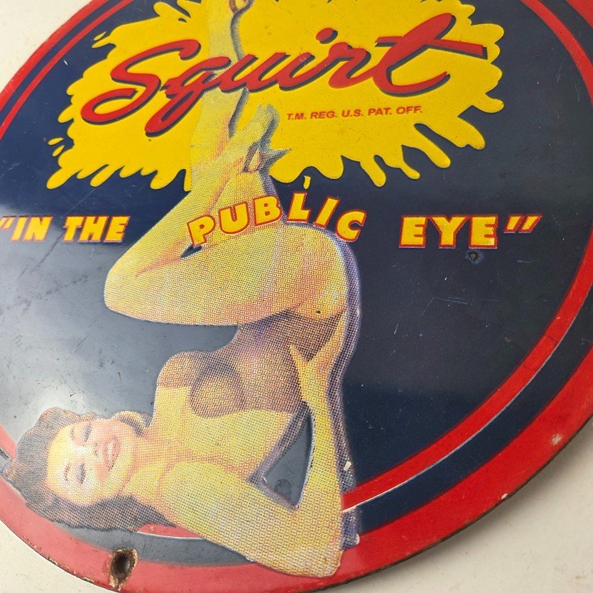 Vintage Squirt Porcelain Sign - Soda Beverage Drink Gas Station Ad Sign - Image 4