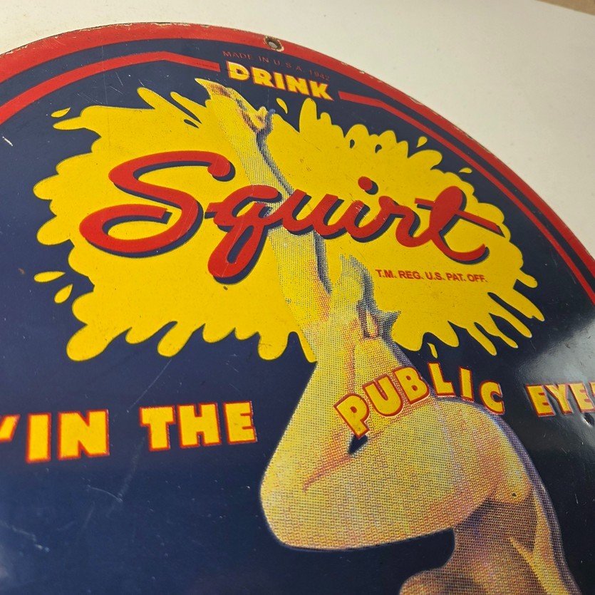 Vintage Squirt Porcelain Sign - Soda Beverage Drink Gas Station Ad Sign - Image 5