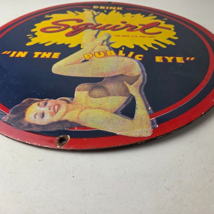 Vintage Squirt Porcelain Sign - Soda Beverage Drink Gas Station Ad Sign - Image 10