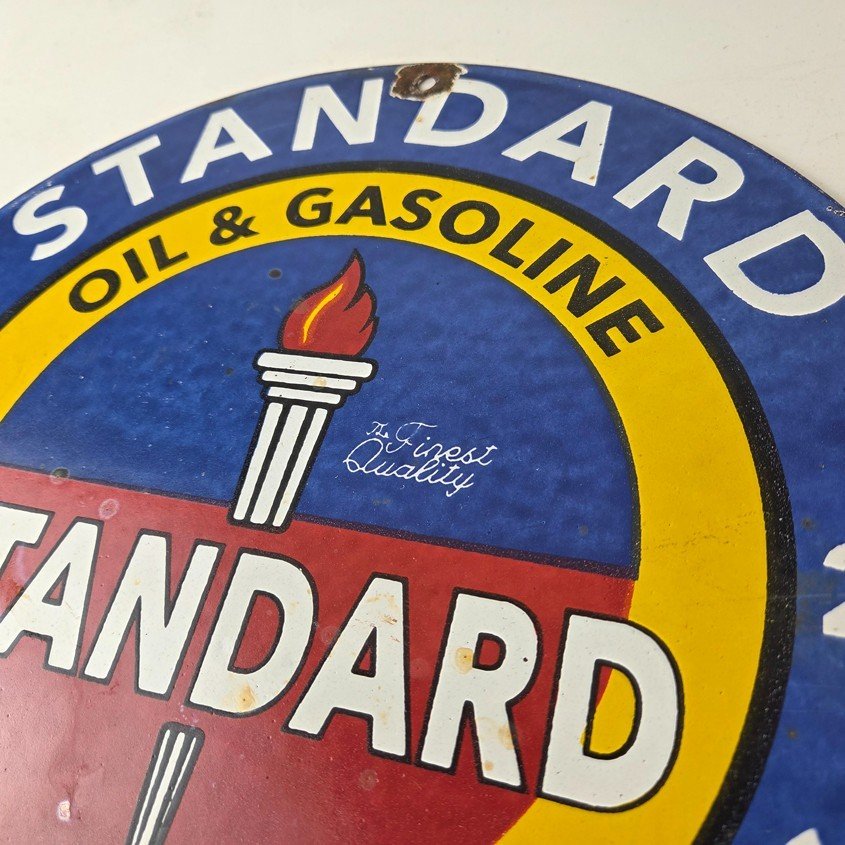 Vintage Standard Oil Company Sign - Gas Motor Oil Pump Plate Porcelain Sign - Image 12