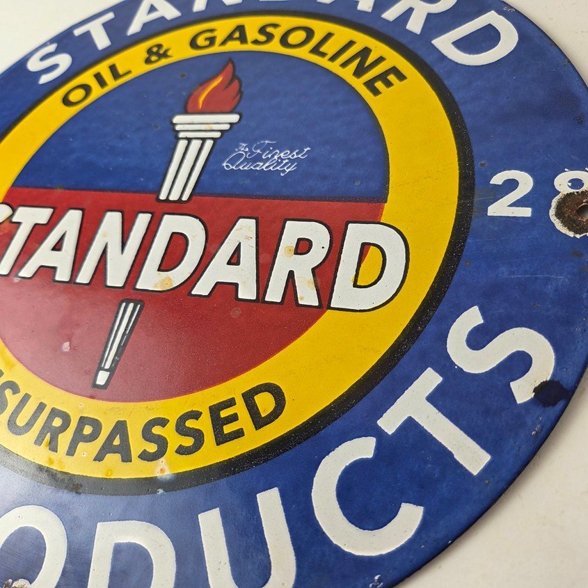 Vintage Standard Oil Company Sign - Gas Motor Oil Pump Plate Porcelain Sign - Image 13