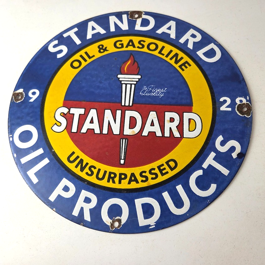 Vintage Standard Oil Company Sign - Gas Motor Oil Pump Plate Porcelain Sign - Image 15