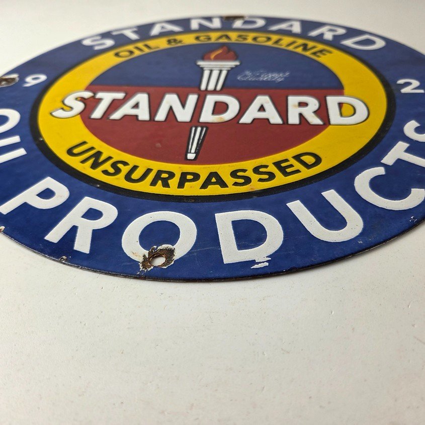 Vintage Standard Oil Company Sign - Gas Motor Oil Pump Plate Porcelain Sign - Image 10