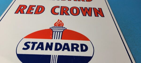 Vintage Standard Red Crown Sign Porcelain Torch Gas Motor Oil Pump Plate Sign 305377310649 11
