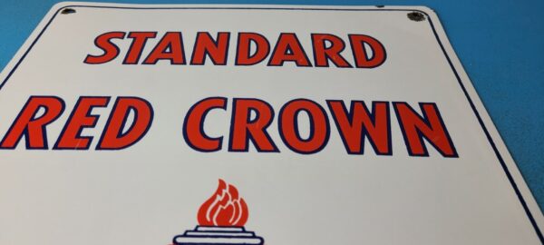 Vintage Standard Red Crown Sign Porcelain Torch Gas Motor Oil Pump Plate Sign 305377310649 12