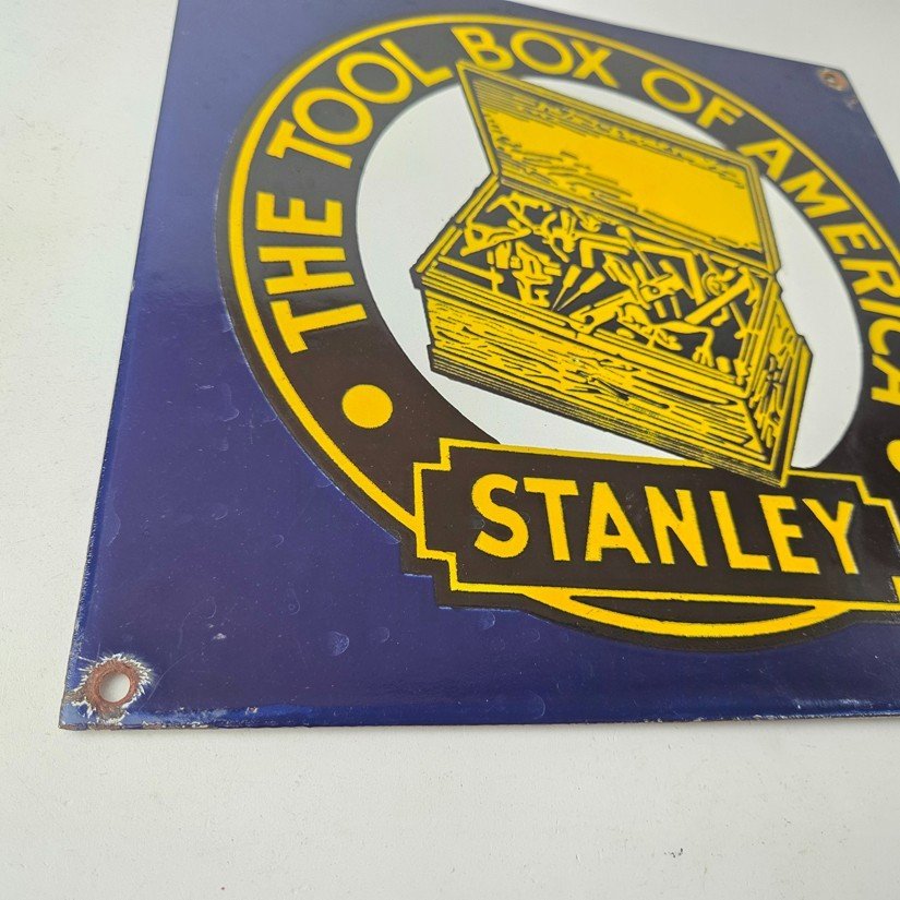 Vintage Stanley Tools Porcelain Sign - Gas Auto Mechanic Garage Shop Sign - Image 11
