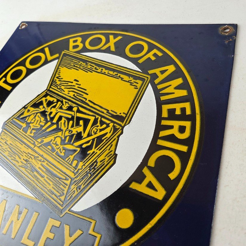 Vintage Stanley Tools Porcelain Sign - Gas Auto Mechanic Garage Shop Sign - Image 12