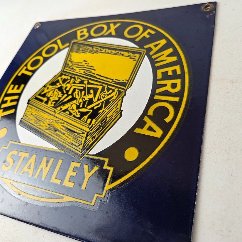 Vintage Stanley Tools Porcelain Sign - Gas Auto Mechanic Garage Shop Sign - Image 13
