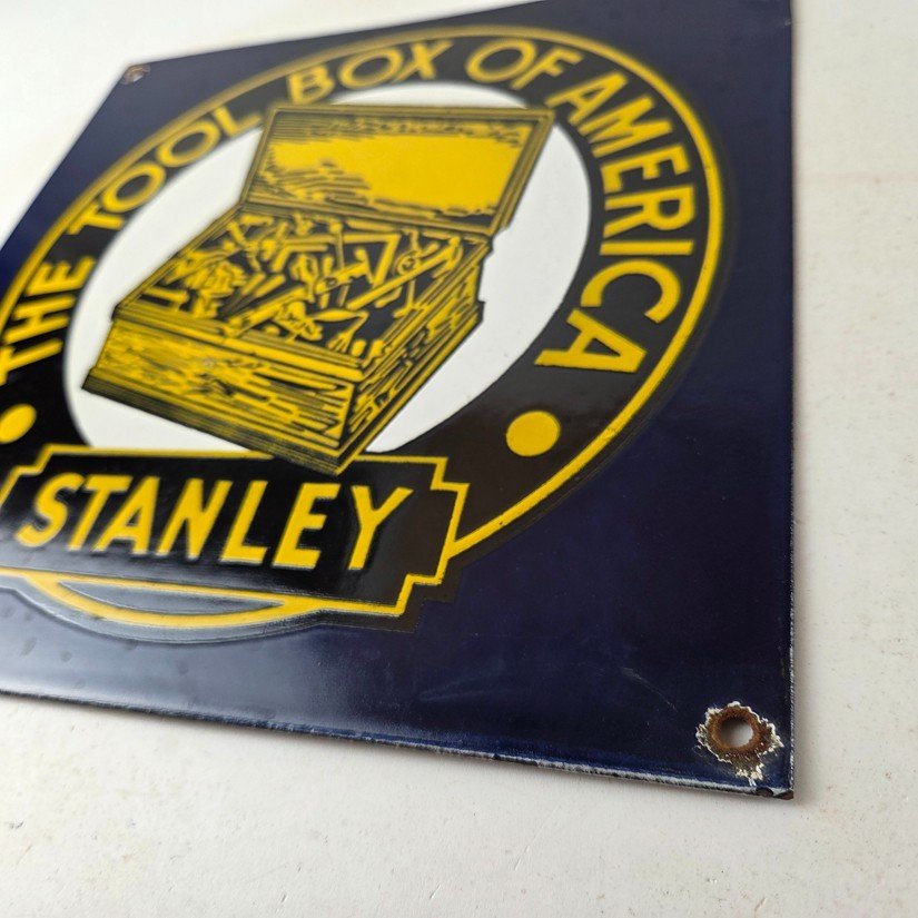 Vintage Stanley Tools Porcelain Sign - Gas Auto Mechanic Garage Shop Sign - Image 14