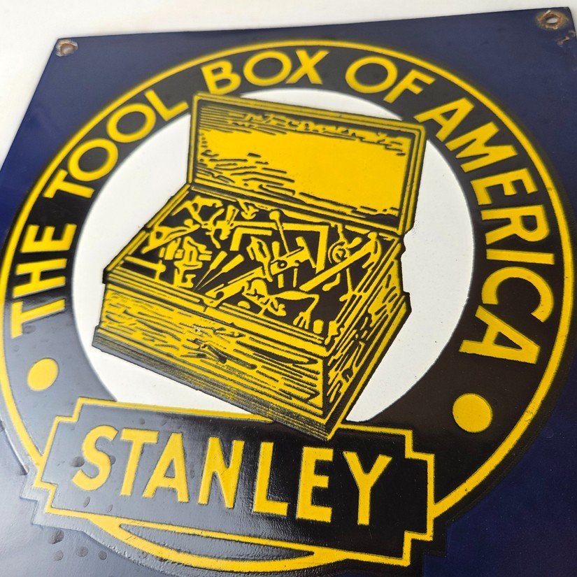 Vintage Stanley Tools Porcelain Sign - Gas Auto Mechanic Garage Shop Sign - Image 4