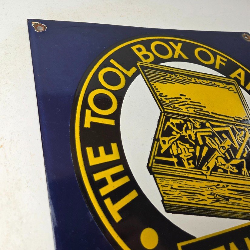 Vintage Stanley Tools Porcelain Sign - Gas Auto Mechanic Garage Shop Sign - Image 5