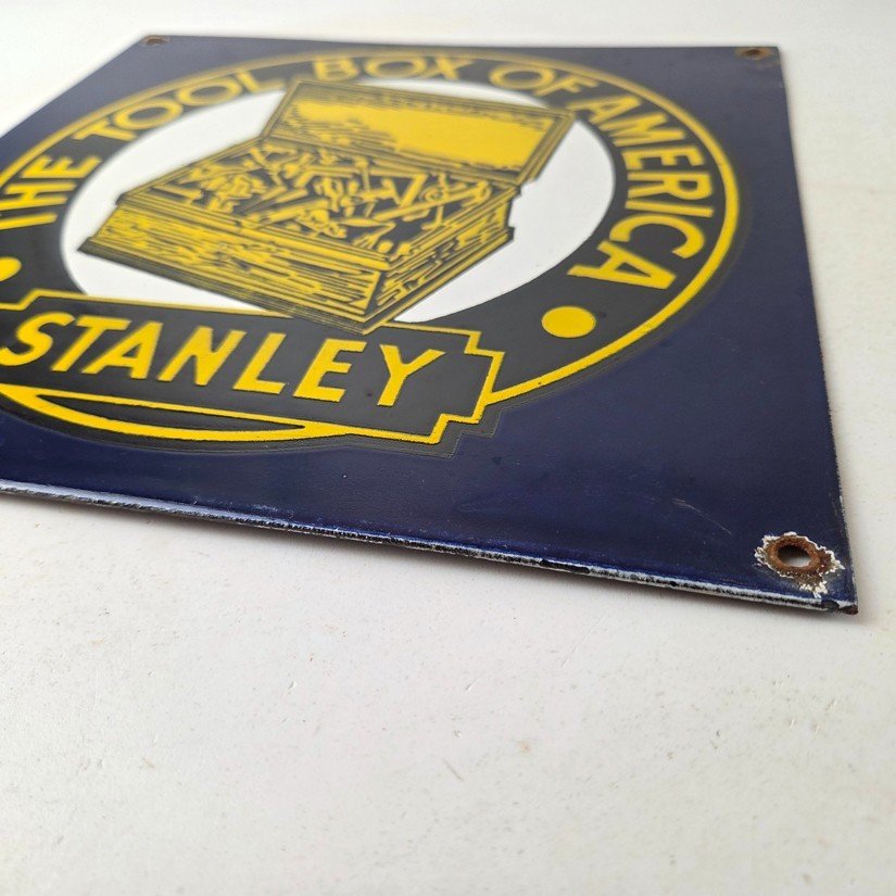 Vintage Stanley Tools Porcelain Sign - Gas Auto Mechanic Garage Shop Sign - Image 10