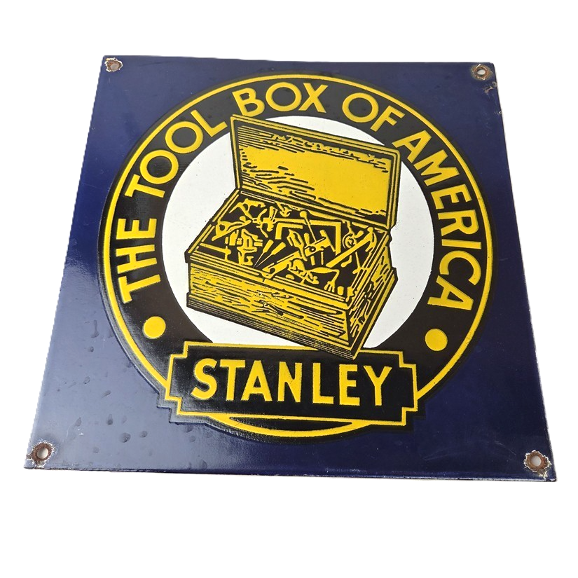 Vintage Stanley Tools Porcelain Sign - Gas Auto Mechanic Garage Shop Sign