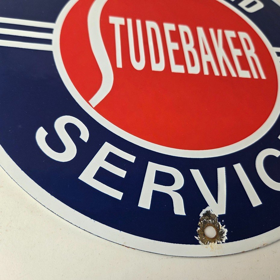 Vintage Studebaker Sign - Porcelain Authorized Service Garage Shop Gas Pump Sign - Image 11