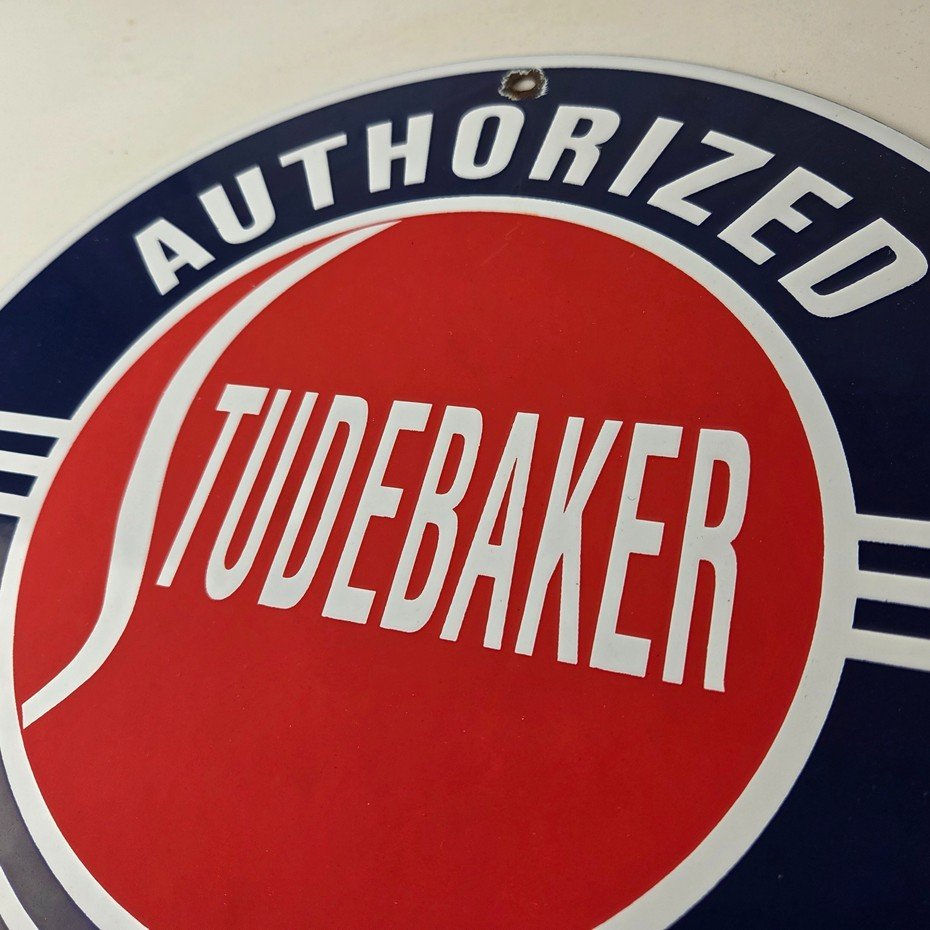 Vintage Studebaker Sign - Porcelain Authorized Service Garage Shop Gas Pump Sign - Image 12