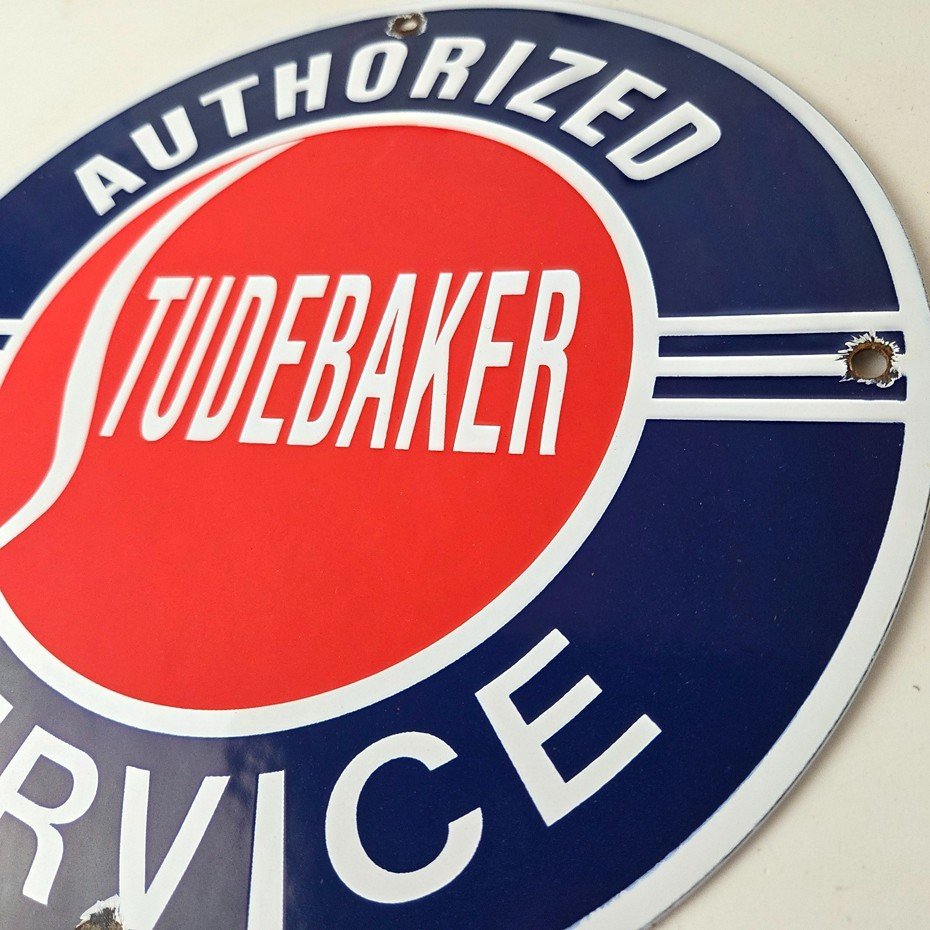 Vintage Studebaker Sign - Porcelain Authorized Service Garage Shop Gas Pump Sign - Image 13