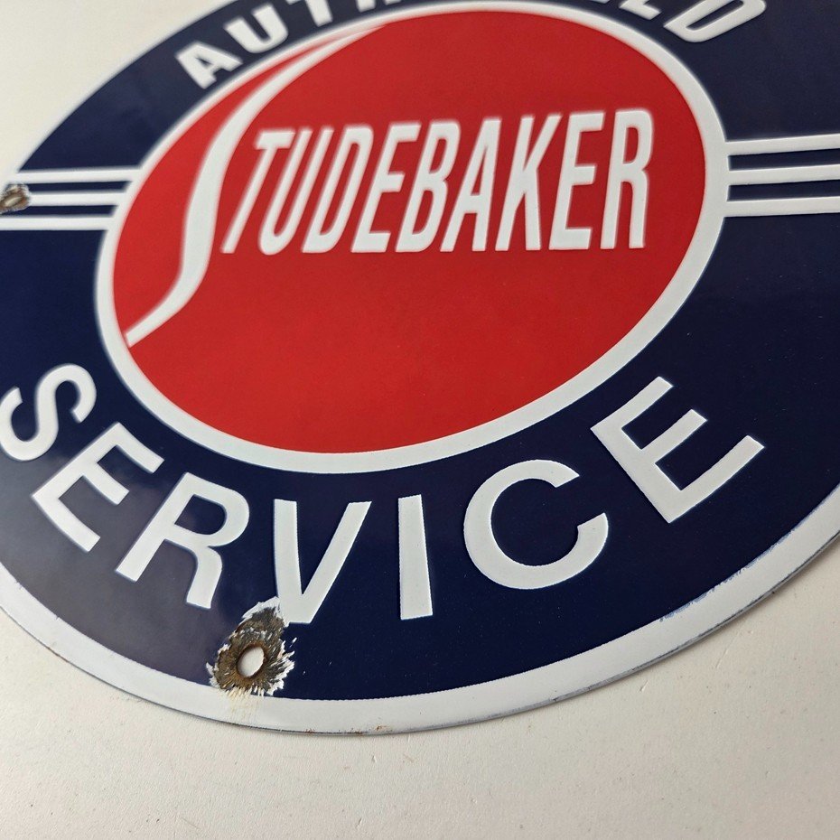 Vintage Studebaker Sign - Porcelain Authorized Service Garage Shop Gas Pump Sign - Image 14