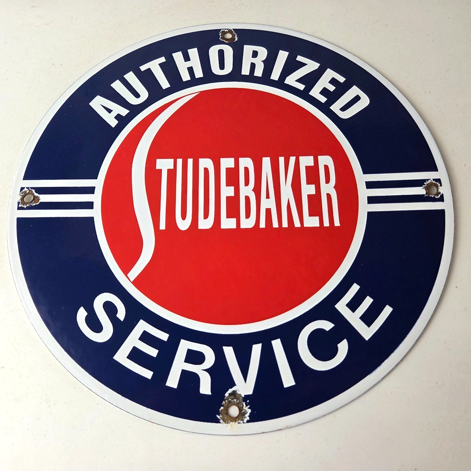 Vintage Studebaker Sign - Porcelain Authorized Service Garage Shop Gas Pump Sign - Image 15