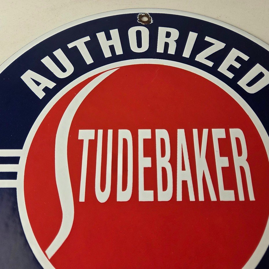 Vintage Studebaker Sign - Porcelain Authorized Service Garage Shop Gas Pump Sign - Image 3
