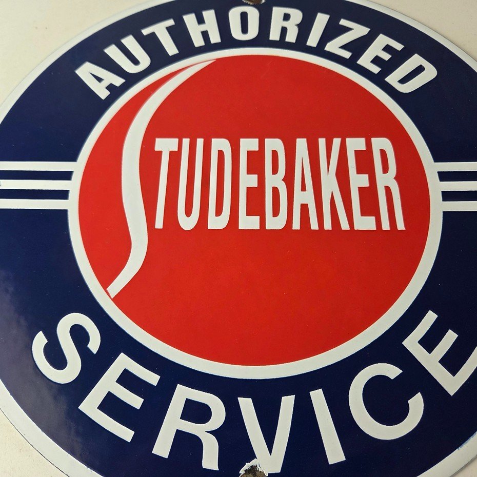 Vintage Studebaker Sign - Porcelain Authorized Service Garage Shop Gas Pump Sign - Image 4