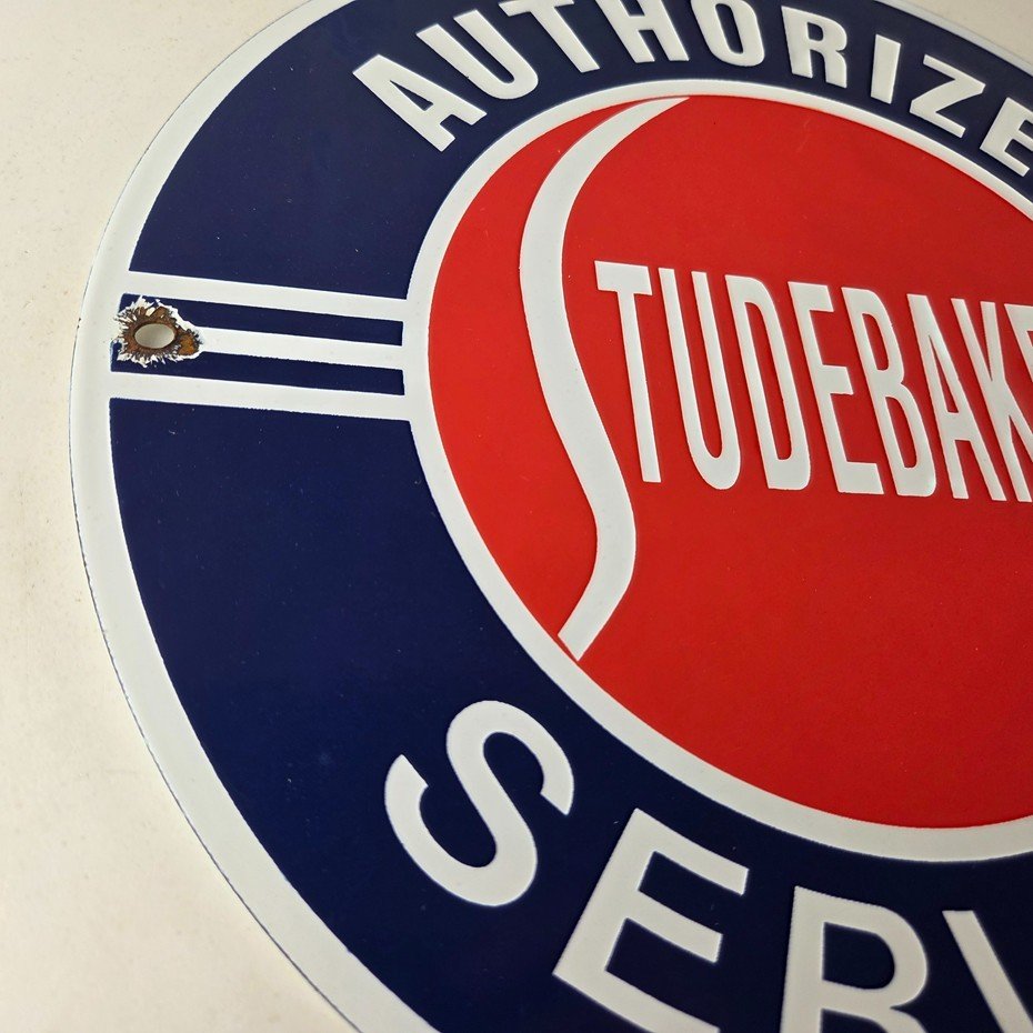 Vintage Studebaker Sign - Porcelain Authorized Service Garage Shop Gas Pump Sign - Image 6