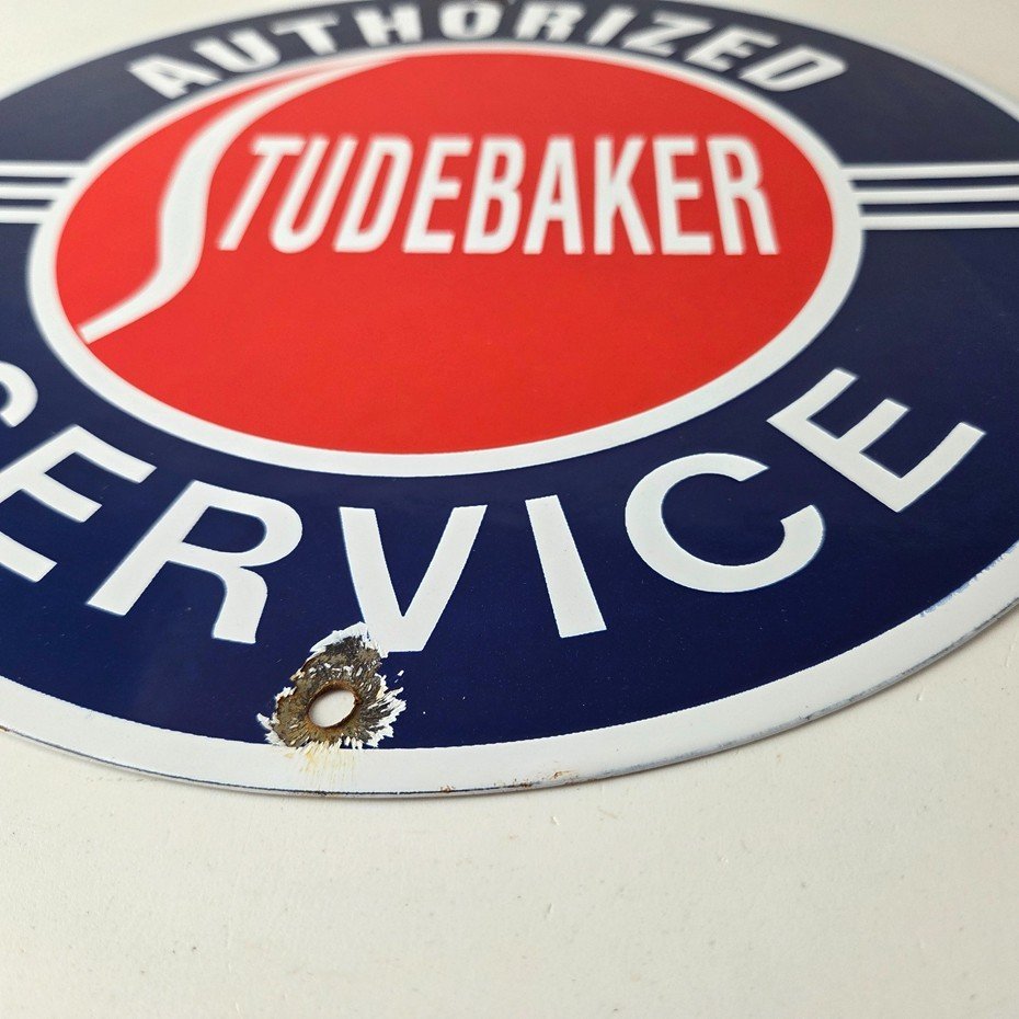 Vintage Studebaker Sign - Porcelain Authorized Service Garage Shop Gas Pump Sign - Image 10