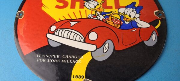 Vintage Super Shell Gasoline Sign Walt Disney Old Automobile Car Gas Pump Sign 305726898559 11