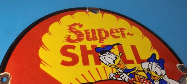 Vintage Super Shell Gasoline Sign Walt Disney Old Automobile Car Gas Pump Sign 305726898559 4