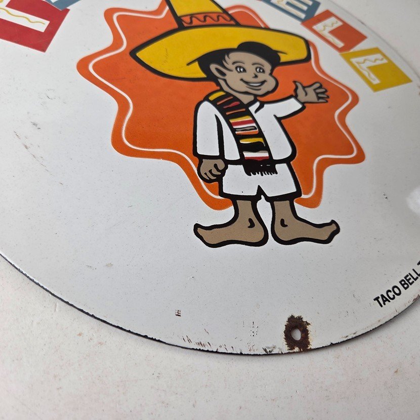 Vintage Taco Bell Sign - Porcelain Restaurant Fast Food Diner Gas Pump Sign - Image 11