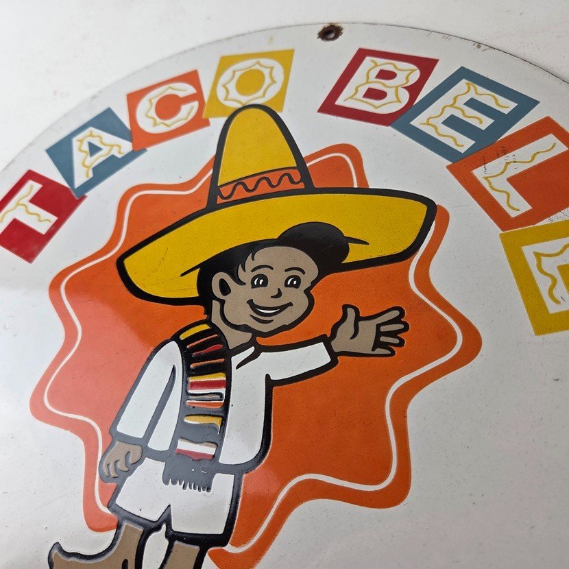 Vintage Taco Bell Sign - Porcelain Restaurant Fast Food Diner Gas Pump Sign - Image 12