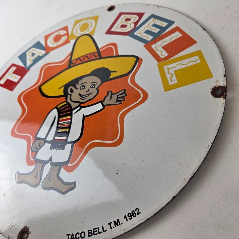 Vintage Taco Bell Sign - Porcelain Restaurant Fast Food Diner Gas Pump Sign - Image 13