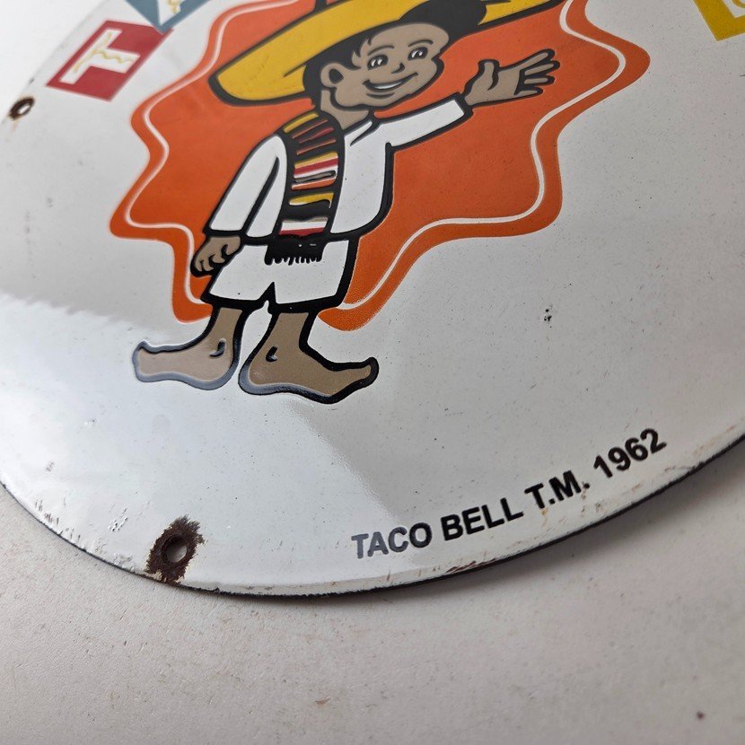 Vintage Taco Bell Sign - Porcelain Restaurant Fast Food Diner Gas Pump Sign - Image 14