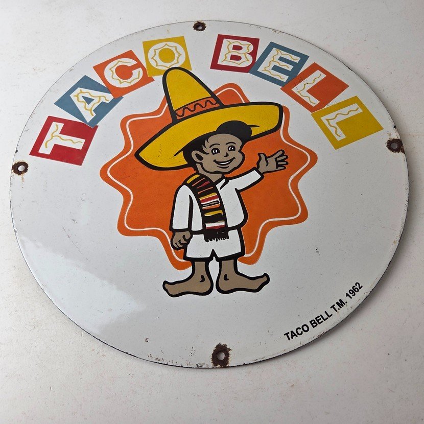 Vintage Taco Bell Sign - Porcelain Restaurant Fast Food Diner Gas Pump Sign - Image 15