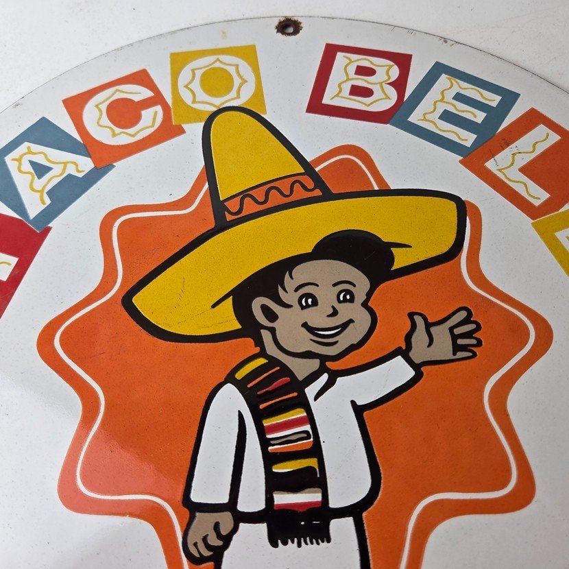 Vintage Taco Bell Sign - Porcelain Restaurant Fast Food Diner Gas Pump Sign - Image 3