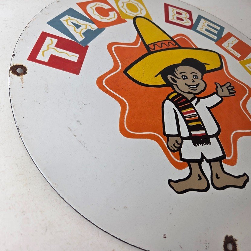 Vintage Taco Bell Sign - Porcelain Restaurant Fast Food Diner Gas Pump Sign - Image 6