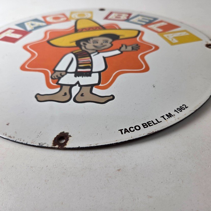 Vintage Taco Bell Sign - Porcelain Restaurant Fast Food Diner Gas Pump Sign - Image 10