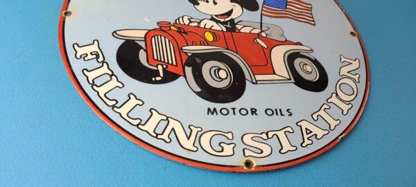 Vintage Texaco Gasoline Sign Porcelain Disney Mickey Filling Station Pump Sign 305726881149 6