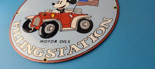 Vintage Texaco Gasoline Sign Porcelain Disney Mickey Filling Station Pump Sign 305726881149 9