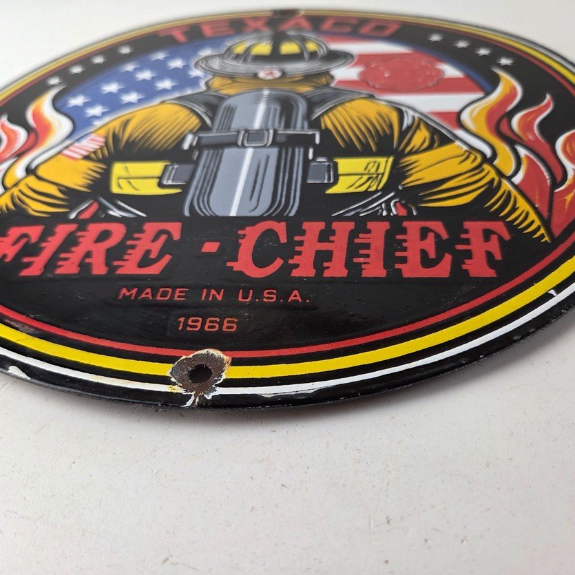 Vintage Texaco Sign - American Fire Chief Gasoline Service Porcelain Sign - Image 10
