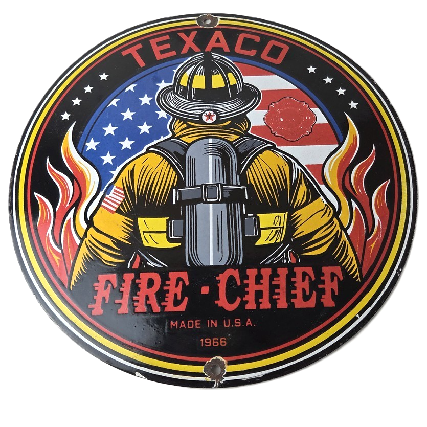 Vintage Texaco Sign - American Fire Chief Gasoline Service Porcelain Sign